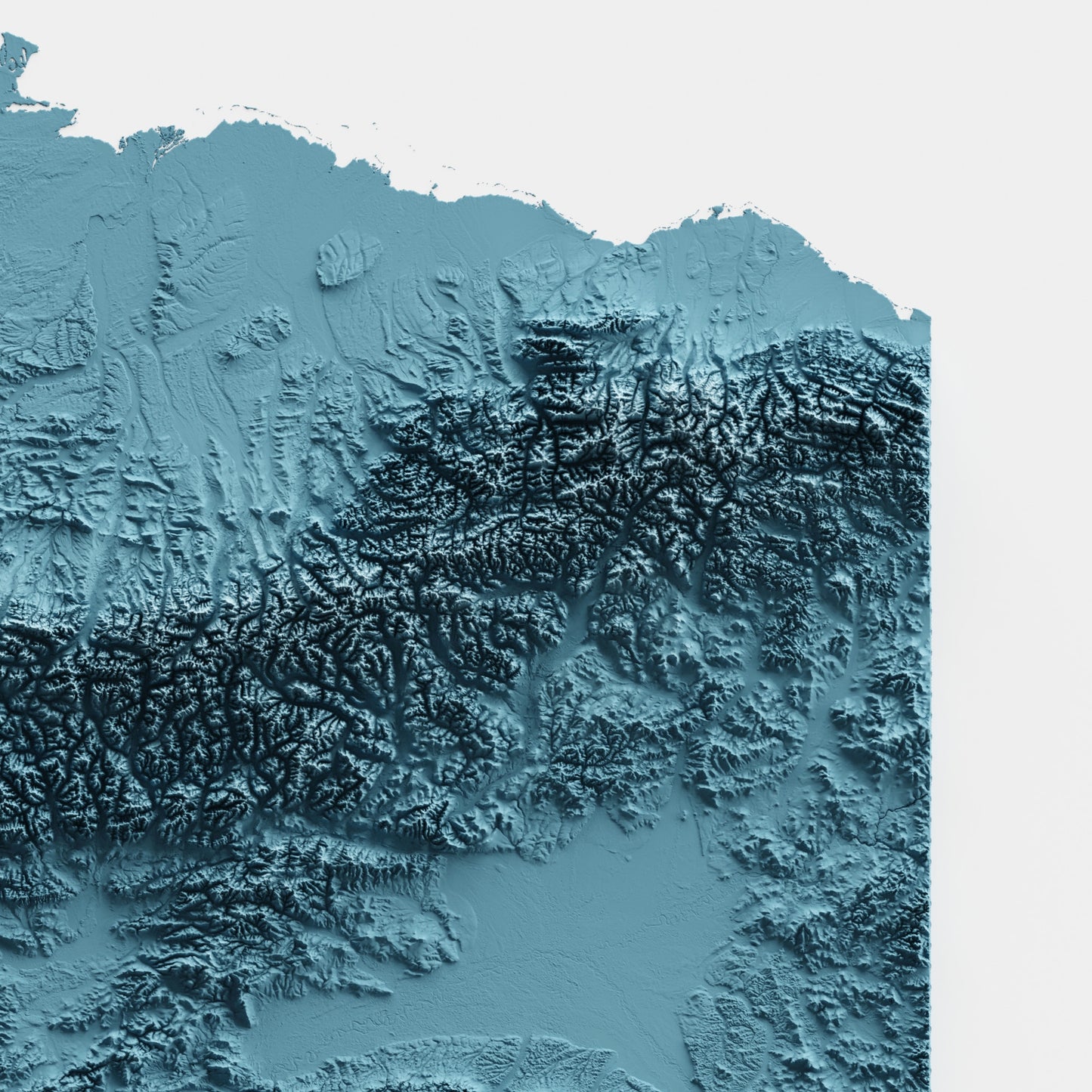 A minimalist relief map of the US State of New York in frame made out of pine wood. Topographic map poster for travel and geography fans.