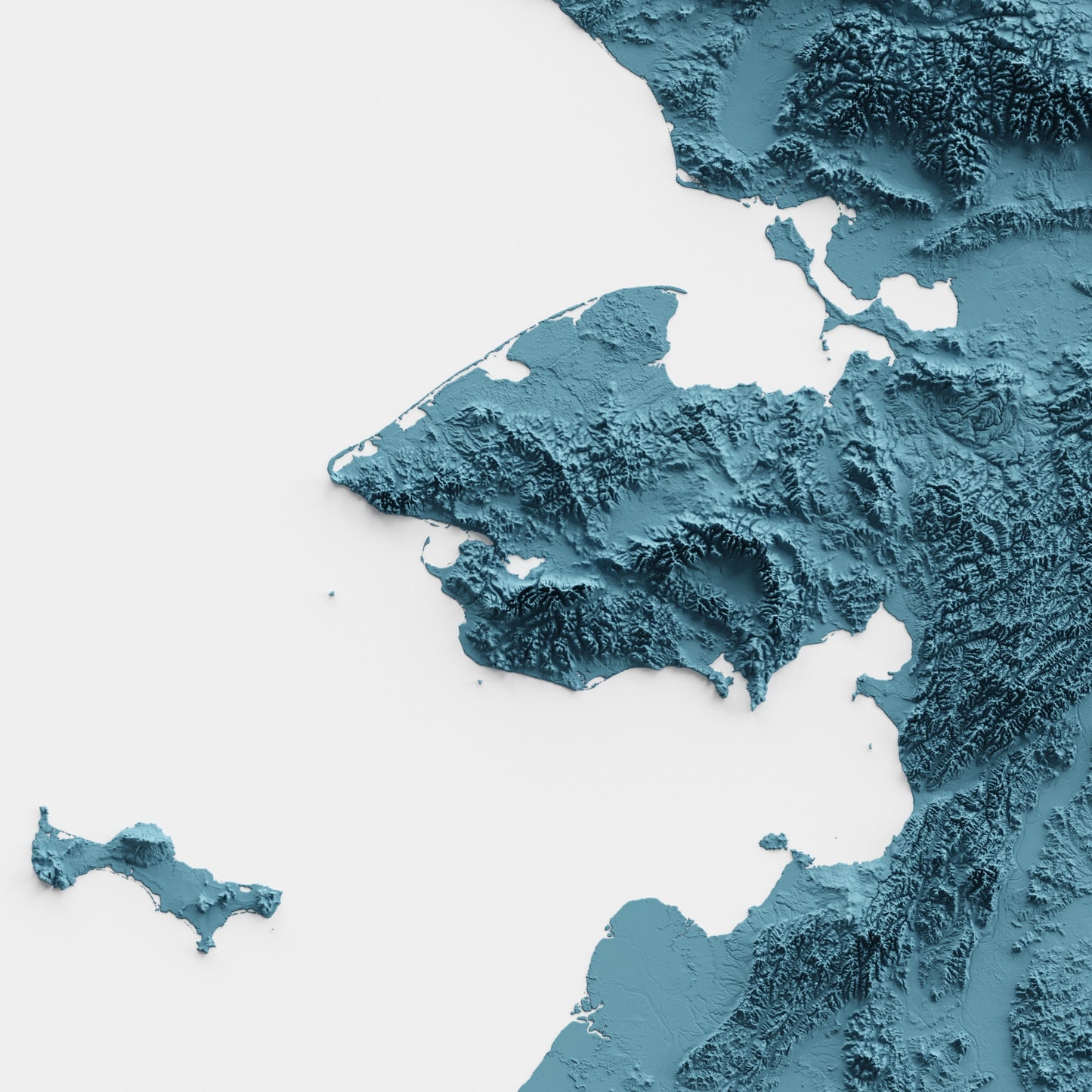 A minimalist relief map of the US State of New York in frame made out of pine wood. Topographic map poster for travel and geography fans.