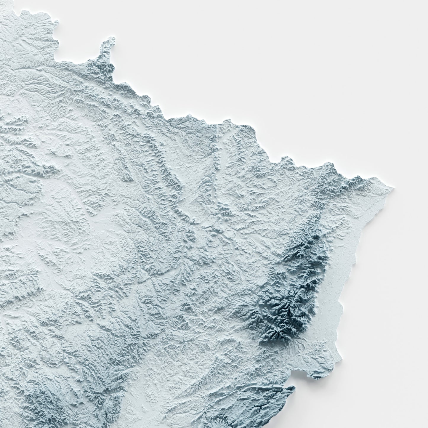 A minimalist relief map of France in a frame made out of pine wood. Topographic map poster for travel and geography fans.
