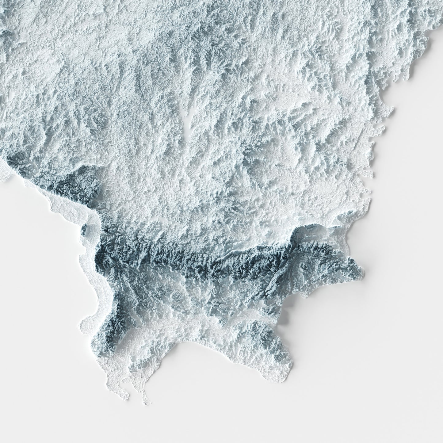 A minimalist relief map of the US State of Illinois in a frame made out of pine wood. Topographic map poster for travel and geography fans.
