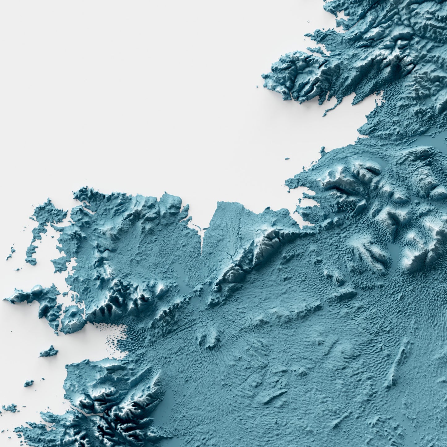 A minimalist relief map of Ireland in a frame made out of pine wood. Topographic map poster for travel and geography fans.