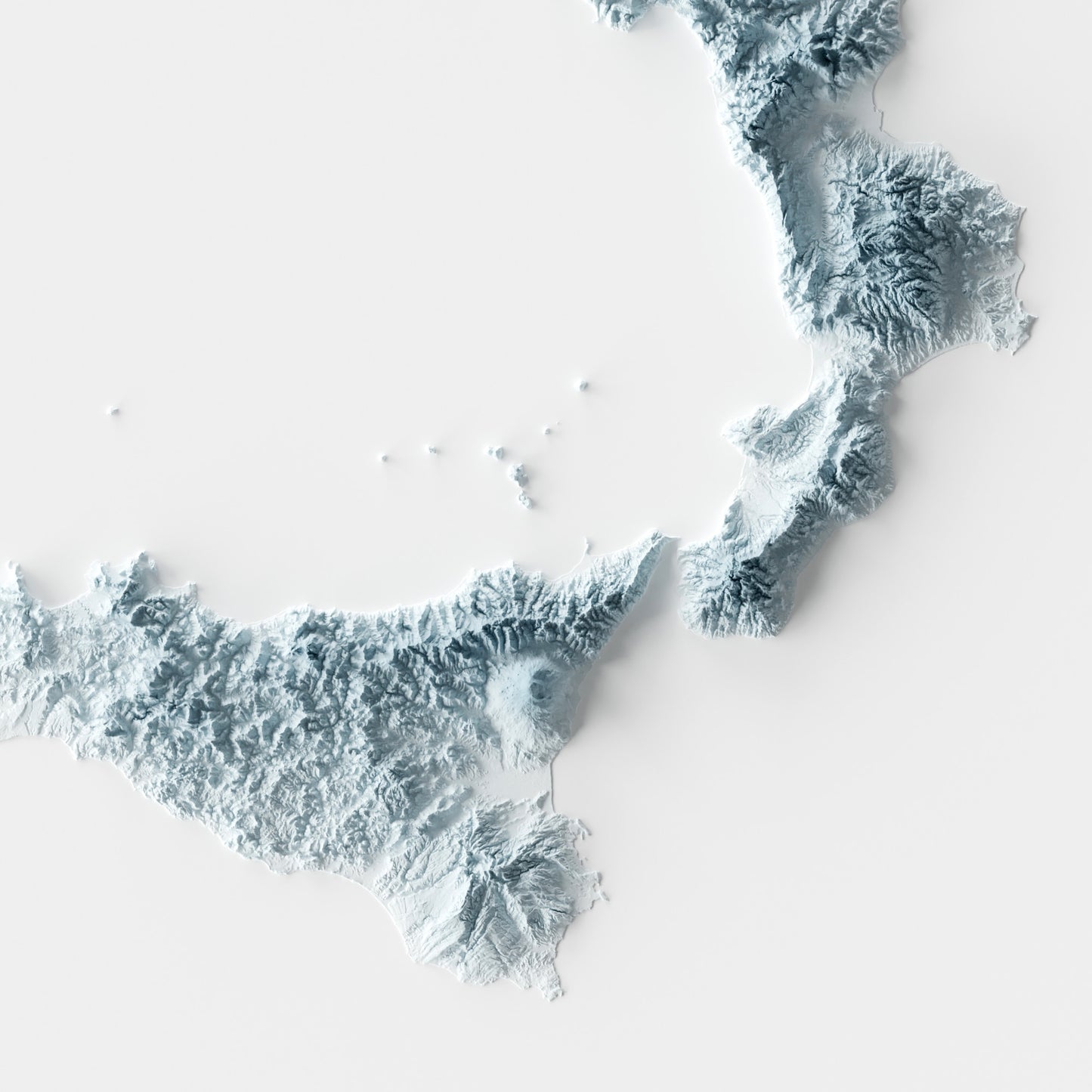 A minimalist relief map of Italy in a frame made out of pine wood. Topographic map poster for travel and geography fans.