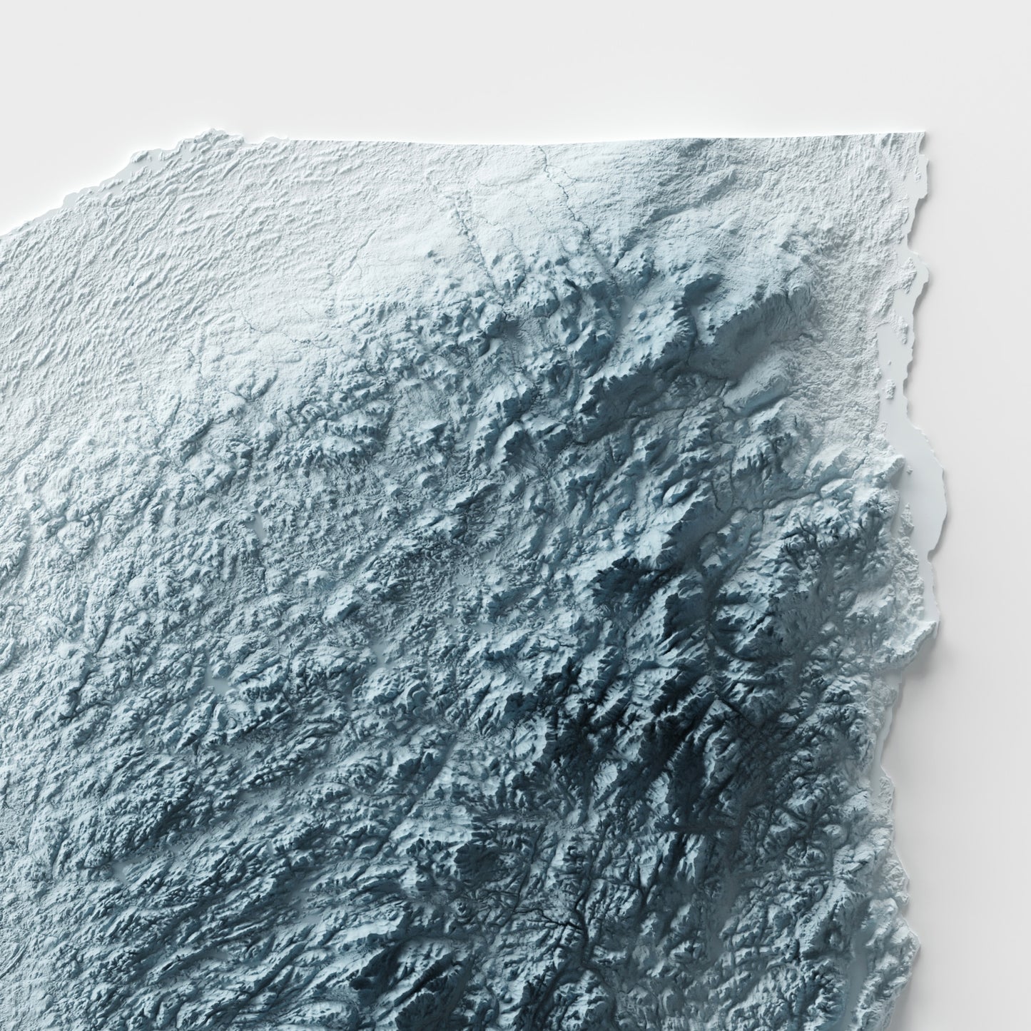 A minimalist relief map of the US State of New York in frame made out of pine wood. Topographic map poster for travel and geography fans.
