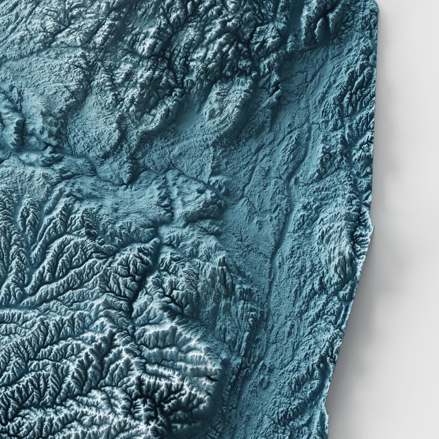 A minimalist relief map of the US State of New York in frame made out of pine wood. Topographic map poster for travel and geography fans.