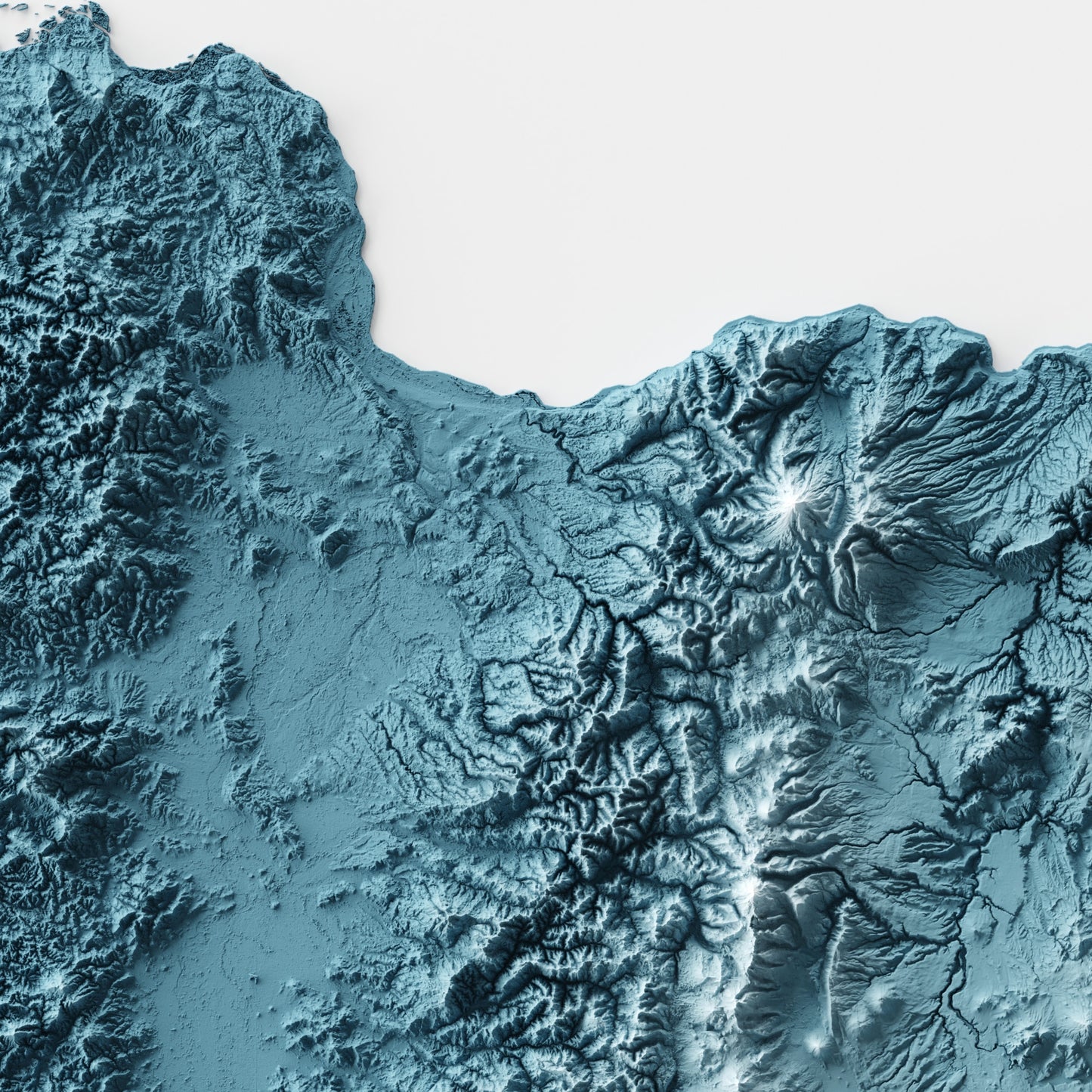 A minimalist relief map of the US State of Oregon in frame made out of pine wood. Topographic map poster for travel and geography fans.