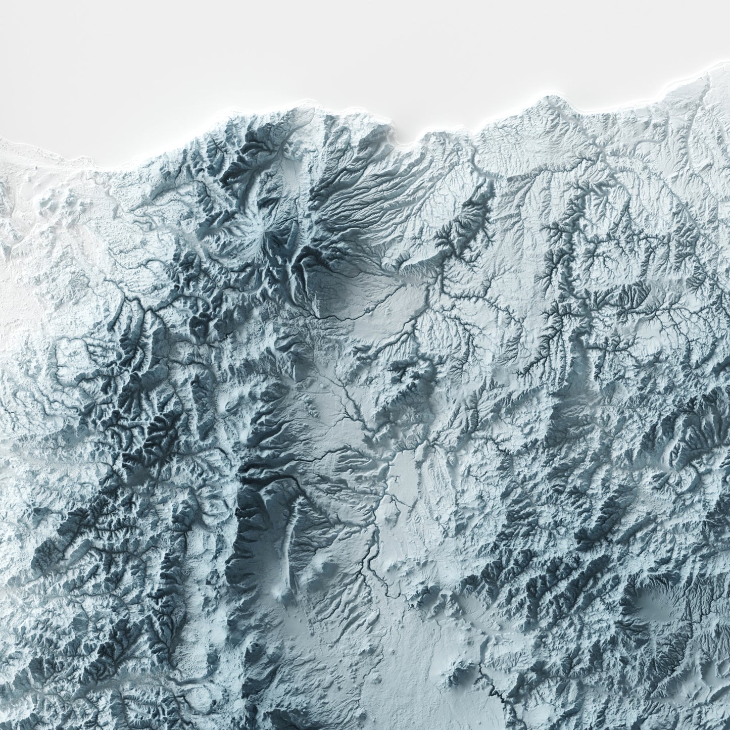 A minimalist relief map of the US State of Oregon in frame made out of pine wood. Topographic map poster for travel and geography fans.