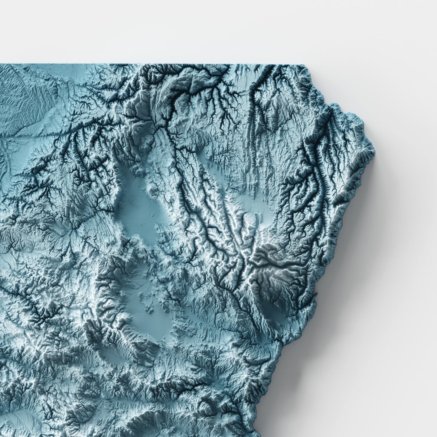 A minimalist relief map of the US State of Oregon in frame made out of pine wood. Topographic map poster for travel and geography fans.