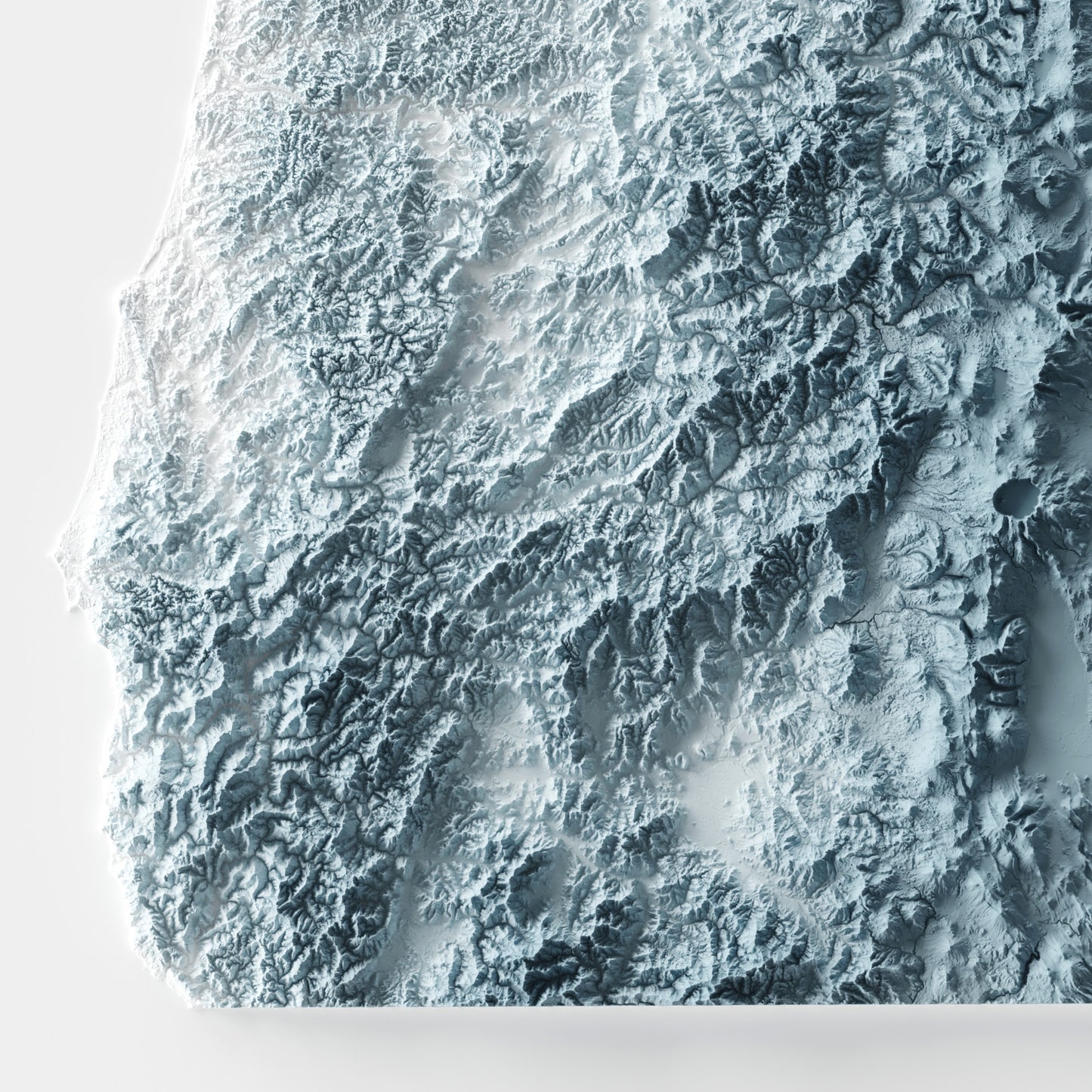 A minimalist relief map of the US State of Oregon in frame made out of pine wood. Topographic map poster for travel and geography fans.