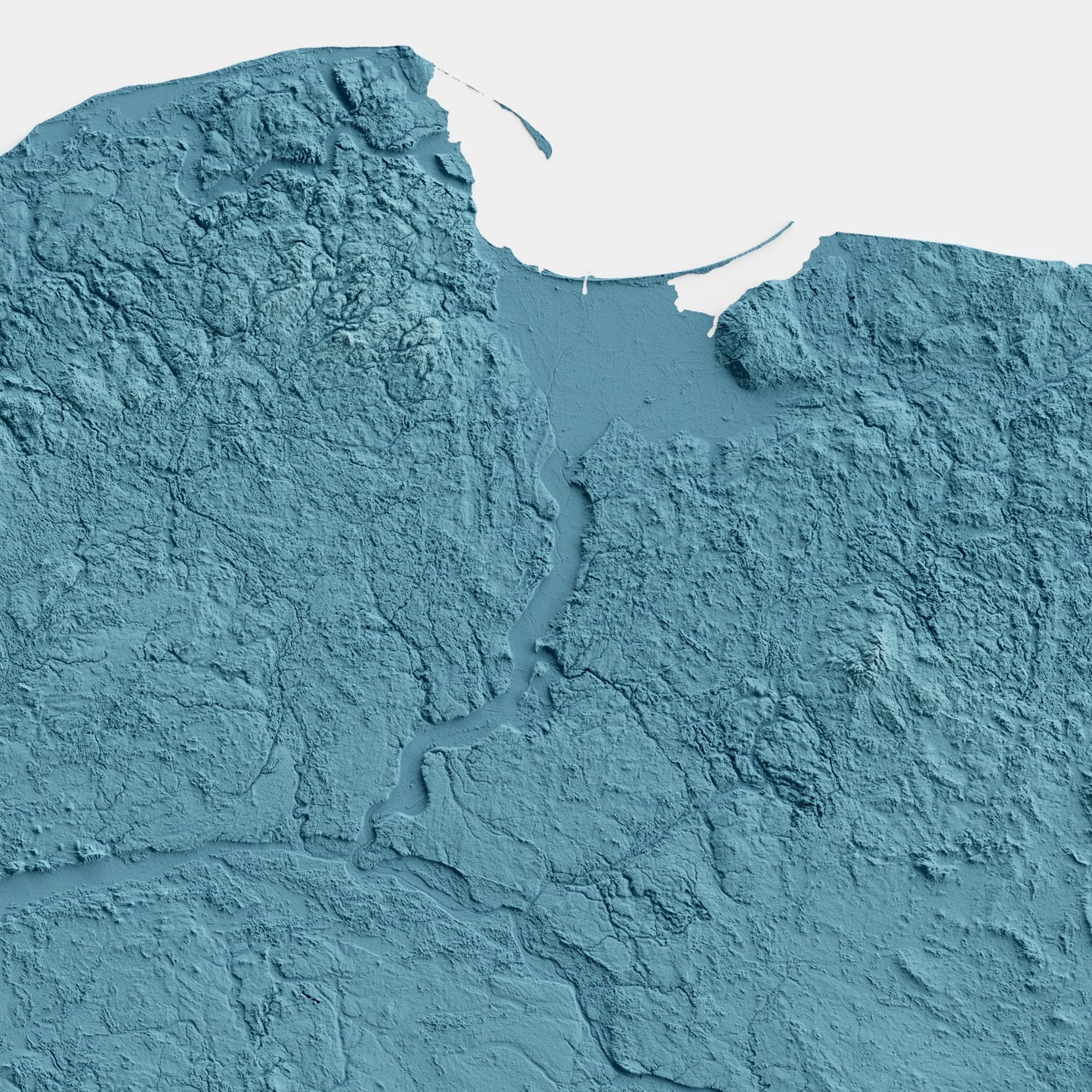 A minimalist relief map of Poland in a frame made out of pine wood. Topographic map poster for travel and geography fans.