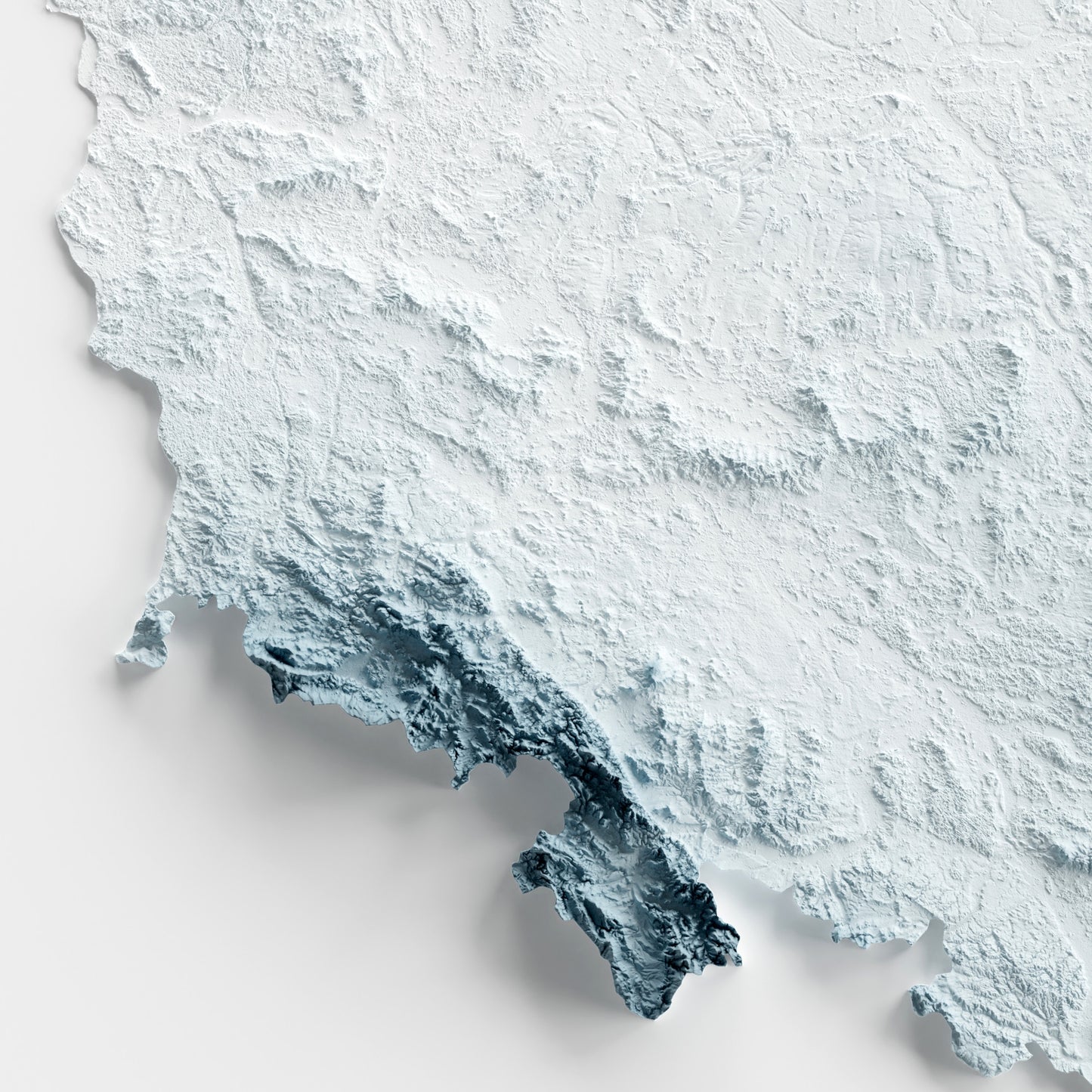 A minimalist relief map of Poland in a frame made out of pine wood. Topographic map poster for travel and geography fans.