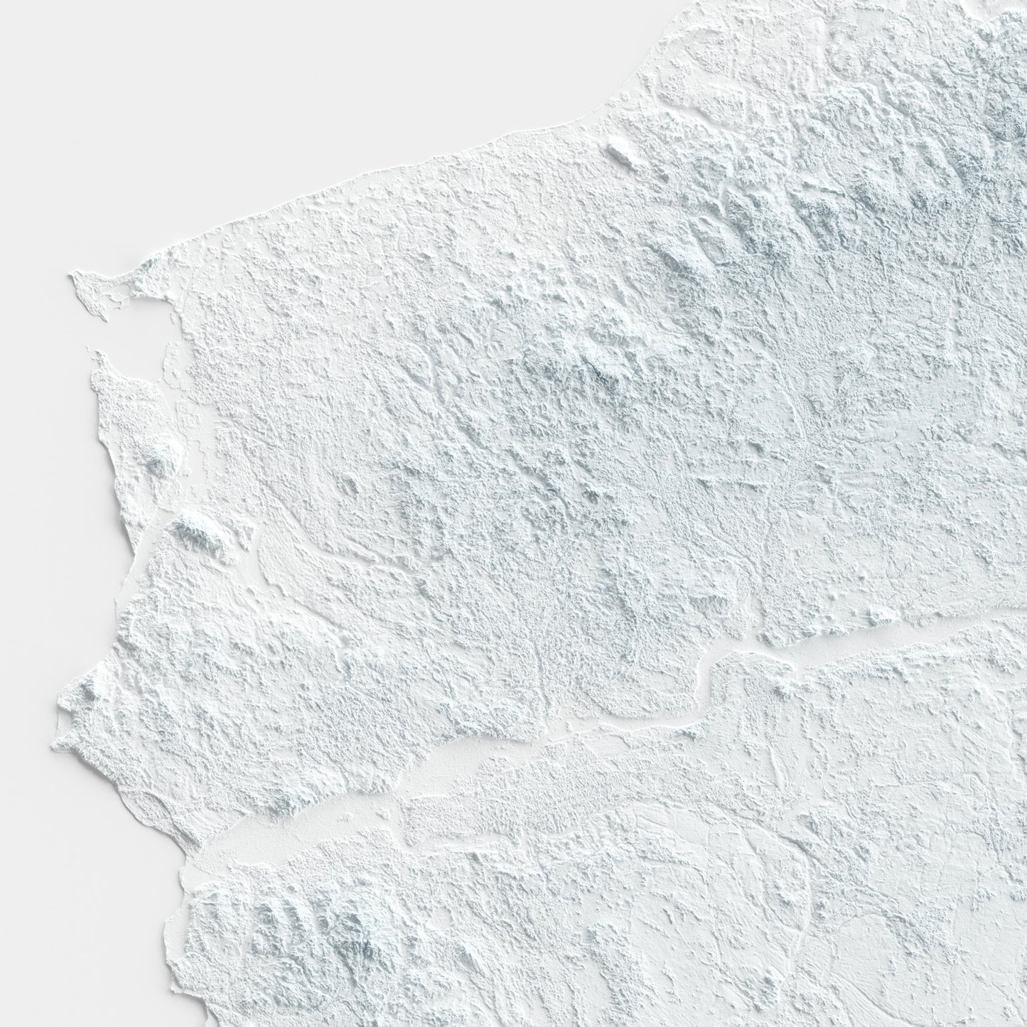 A minimalist relief map of Poland in a frame made out of pine wood. Topographic map poster for travel and geography fans.