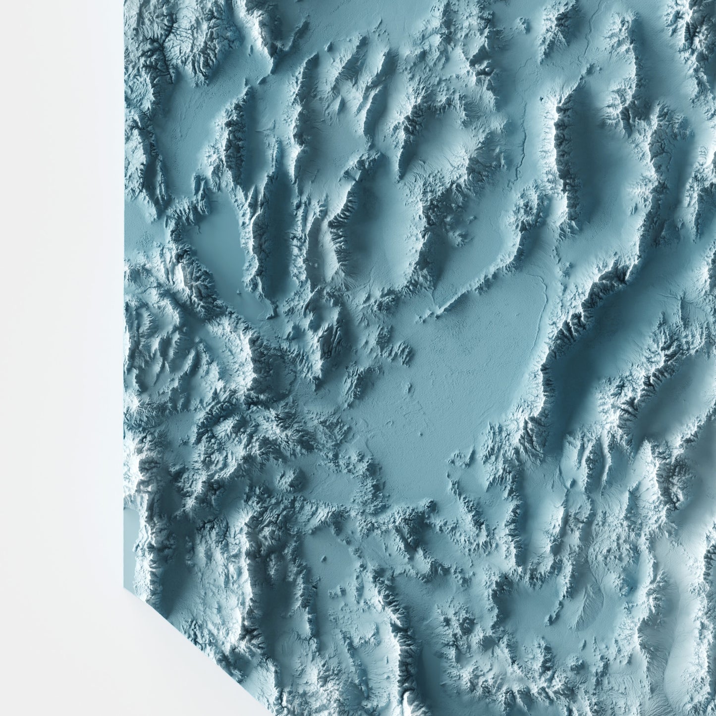 A minimalist relief map of the US State of Nevada in frame made out of pine wood. Topographic map poster for travel and geography fans.