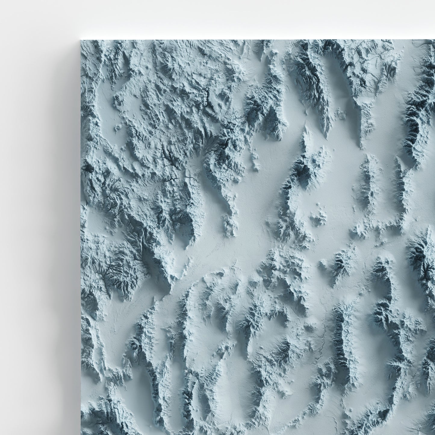 A minimalist relief map of the US State of Nevada in frame made out of pine wood. Topographic map poster for travel and geography fans.