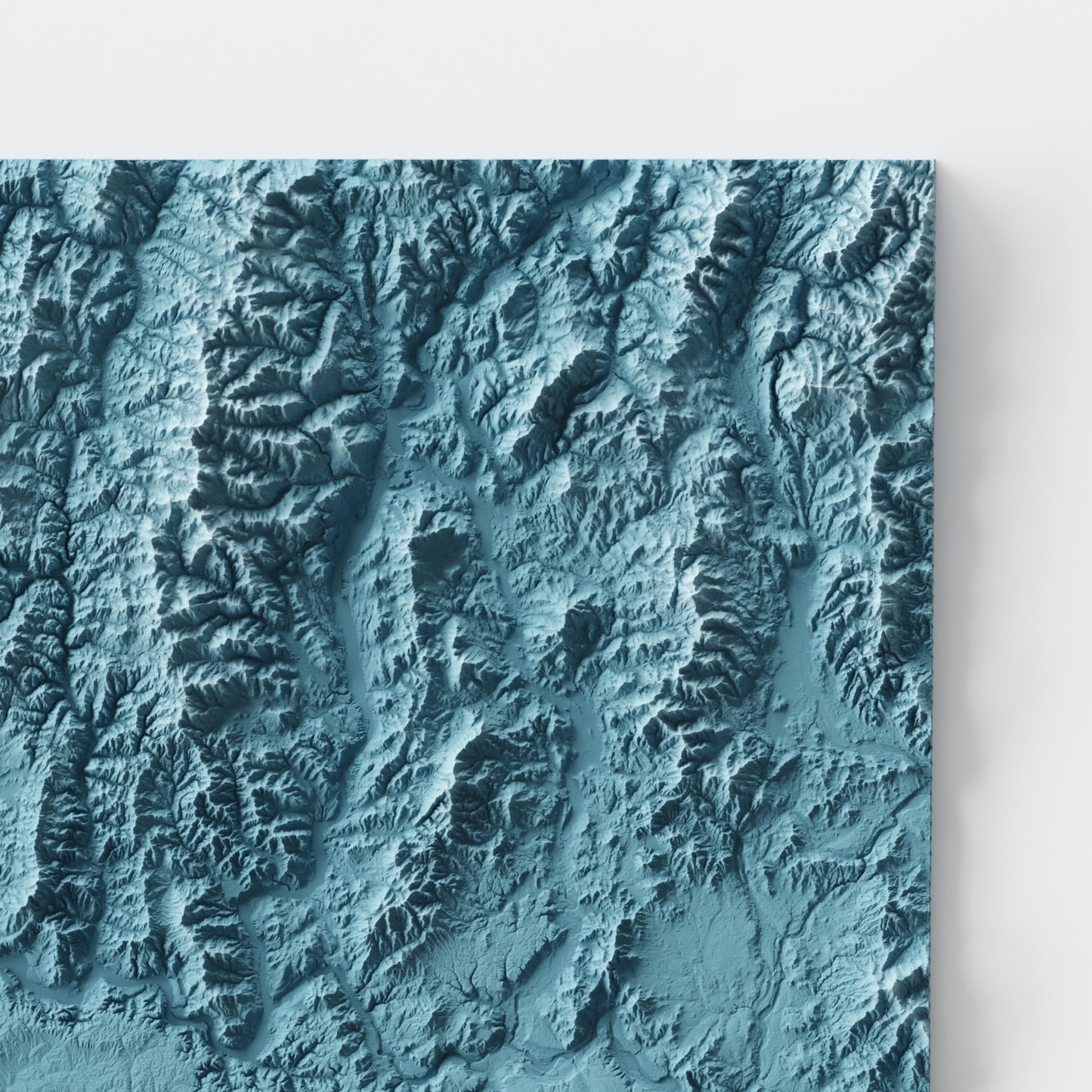 A minimalist relief map of the US State of Washington in frame made out of pine wood. Topographic map poster for travel and geography fans.