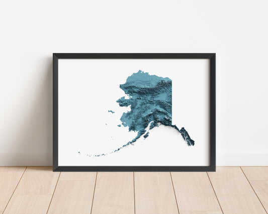 A minimalist relief map of the US State of New York in frame made out of pine wood. Topographic map poster for travel and geography fans.
