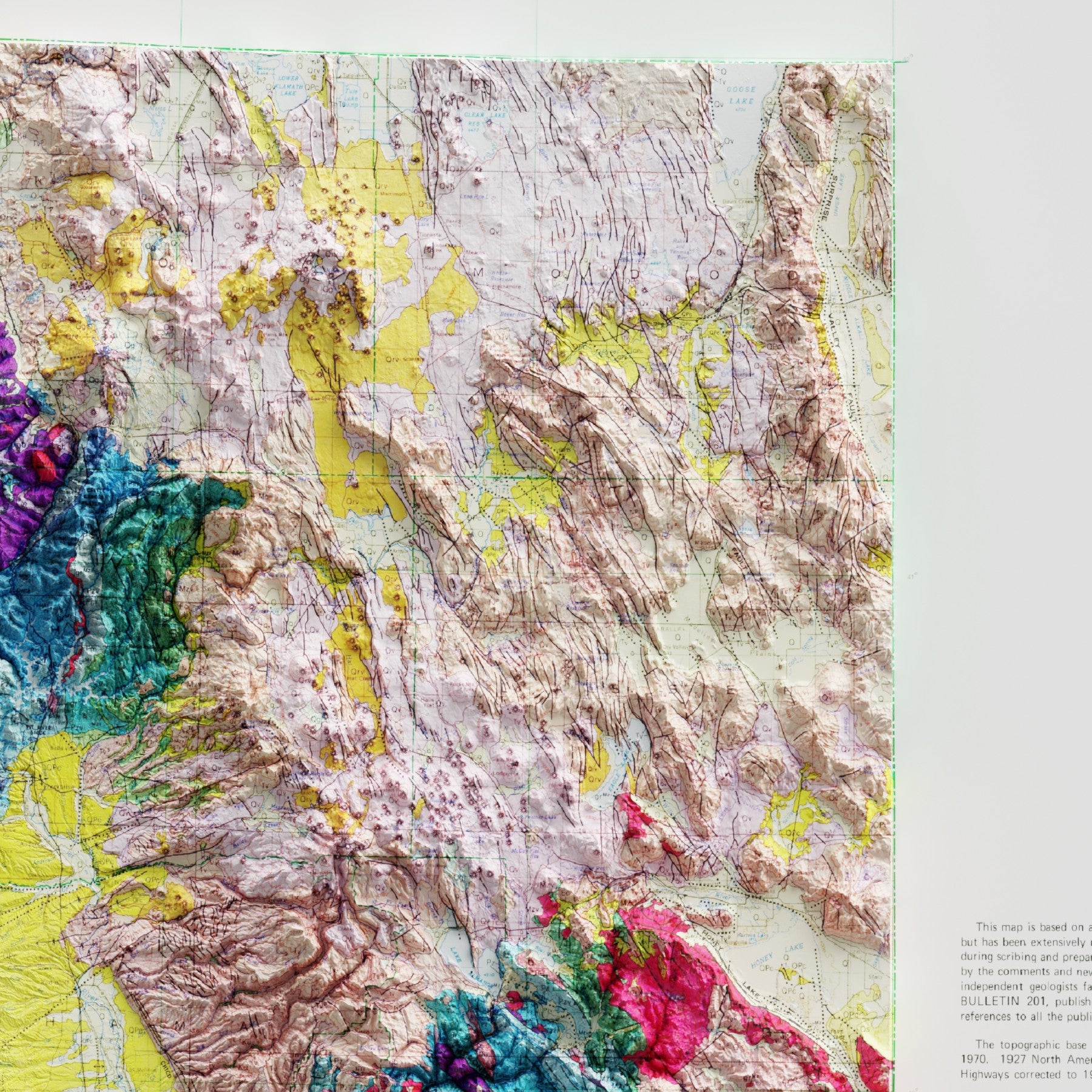Vintage geological map print of California. Shaded relief map poster with topography. Wall art map decor.