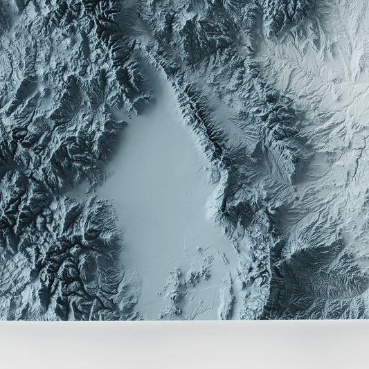 A minimalist relief map of the US State of Colorado in frame made out of pine wood. Topographic map poster for travel and geography fans.