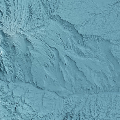 A minimalist relief map of the US State of Colorado in frame made out of pine wood. Topographic map poster for travel and geography fans.
