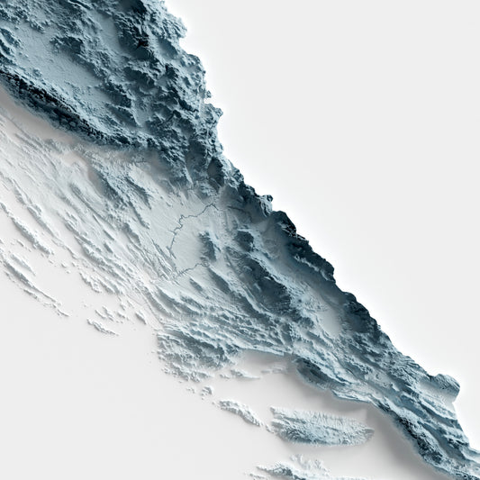 A minimalist relief map of Croatia in a frame made out of pine wood. Topographic map poster for travel and geography fans.