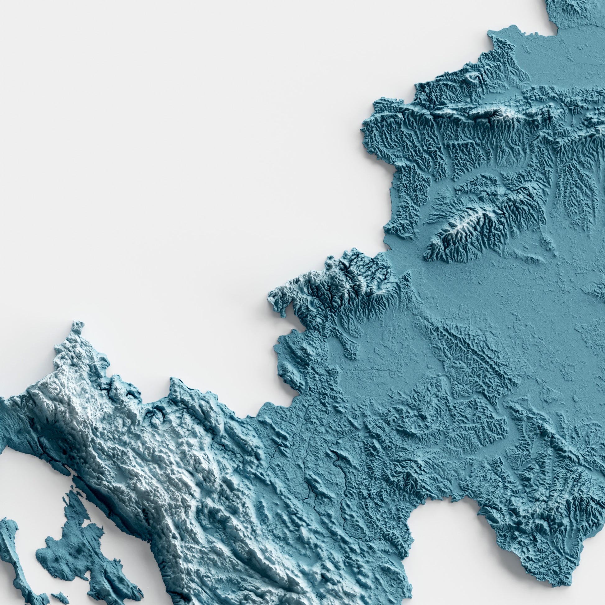 A minimalist relief map of Croatia in a frame made out of pine wood. Topographic map poster for travel and geography fans.