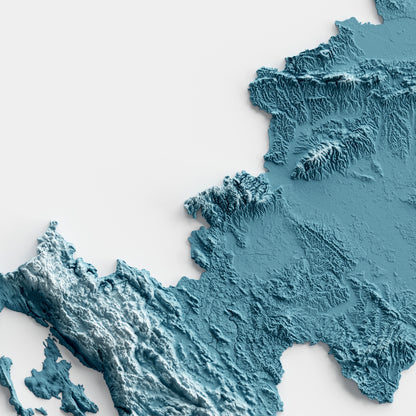 A minimalist relief map of Croatia in a frame made out of pine wood. Topographic map poster for travel and geography fans.