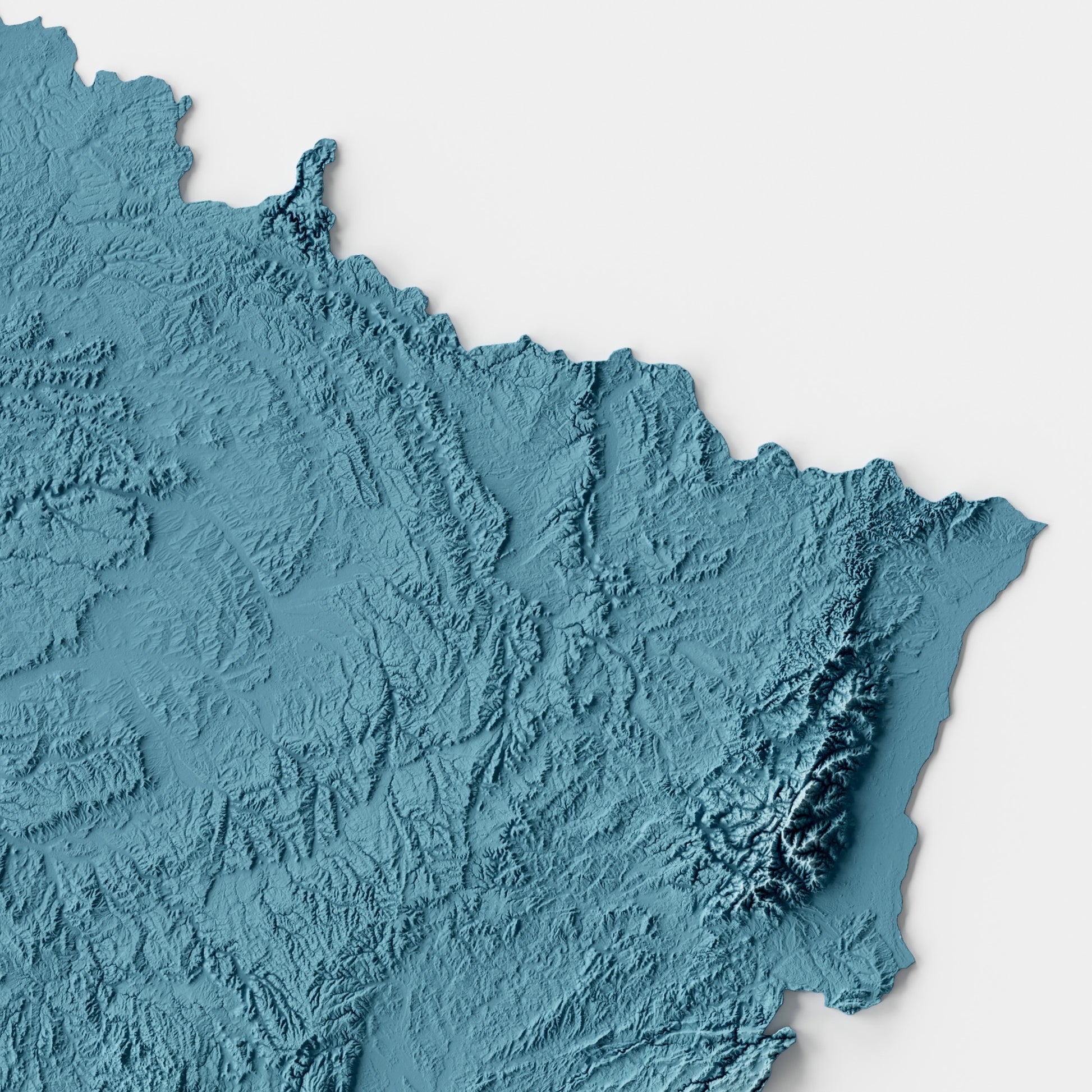 A minimalist relief map of France in a frame made out of pine wood. Topographic map poster for travel and geography fans.