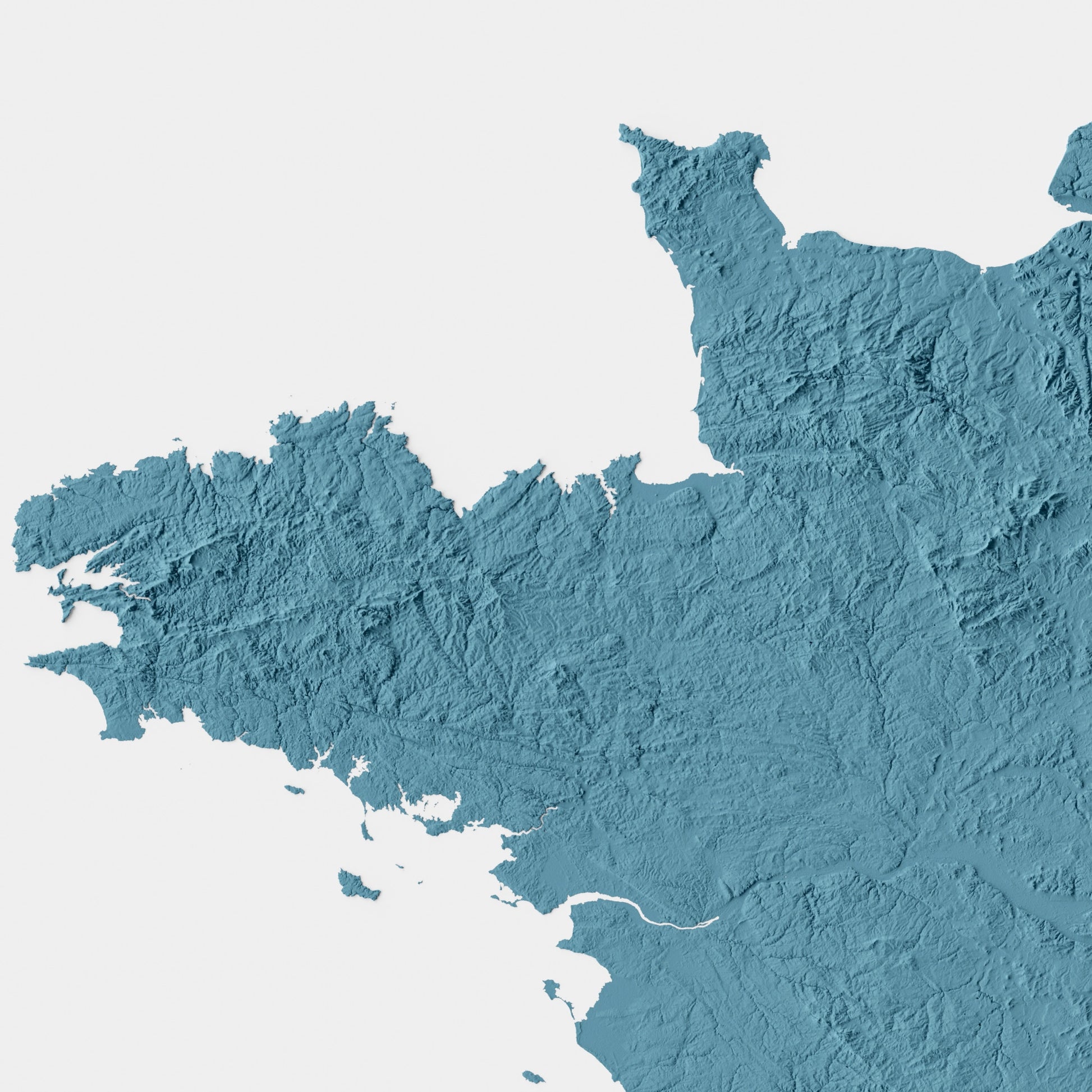 A minimalist relief map of France in a frame made out of pine wood. Topographic map poster for travel and geography fans.