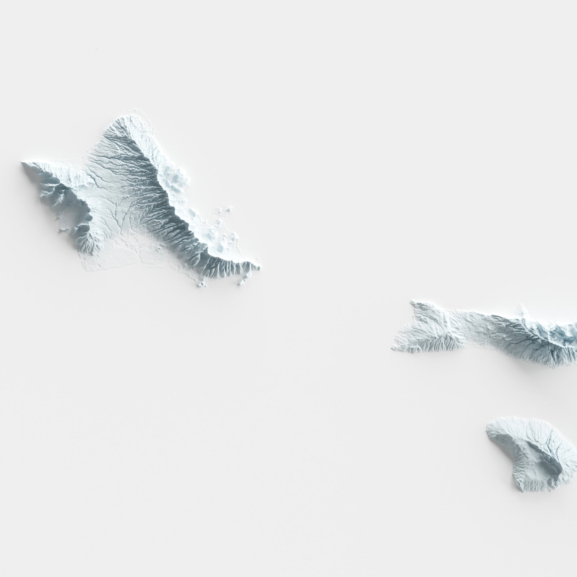 A minimalist relief map of the US State of Hawaii in frame made out of pine wood. Topographic map poster for travel and geography fans.