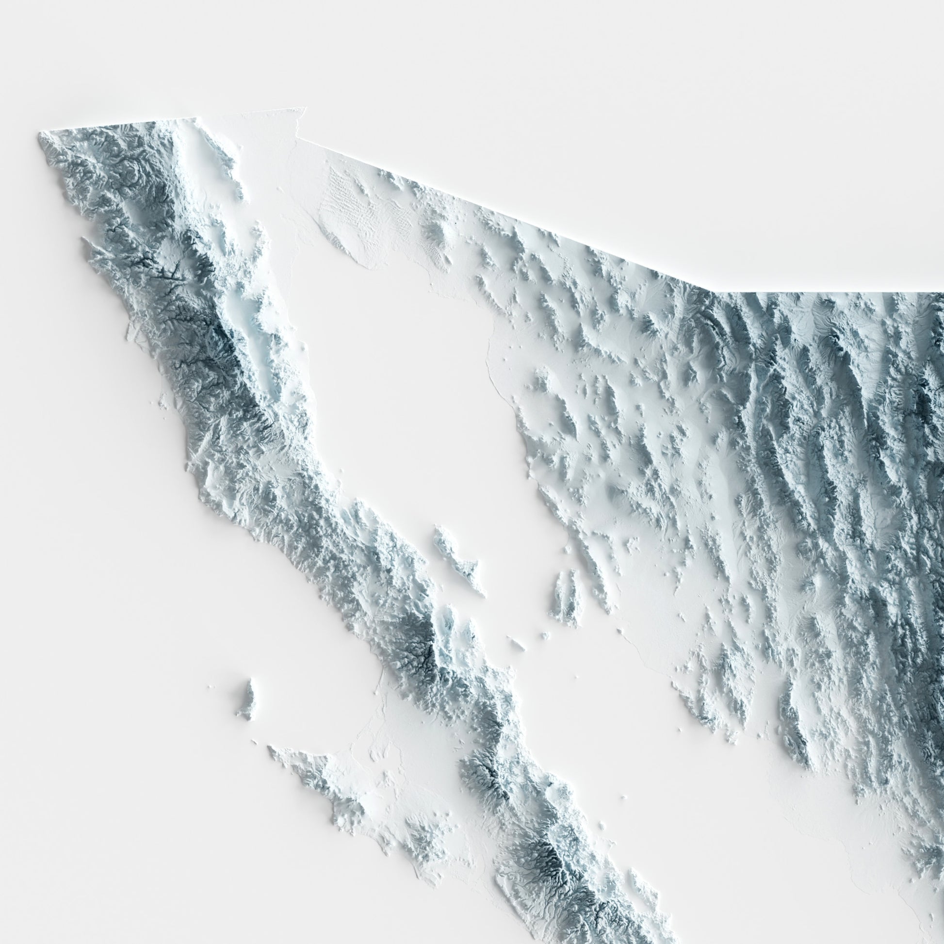 A minimalist relief map of Mexico in a frame made out of pine wood. Topographic map poster for travel and geography fans.