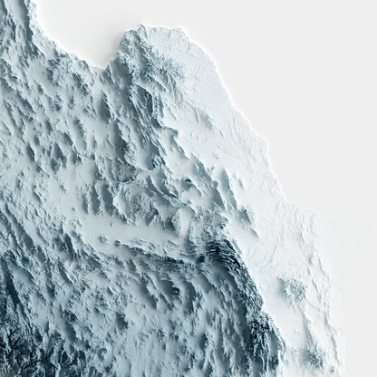 A minimalist relief map of Mexico in a frame made out of pine wood. Topographic map poster for travel and geography fans.