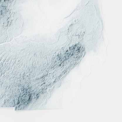 A minimalist relief map of the US State of Michigan in a frame made out of pine wood. Topographic map poster for travel and geography fans.