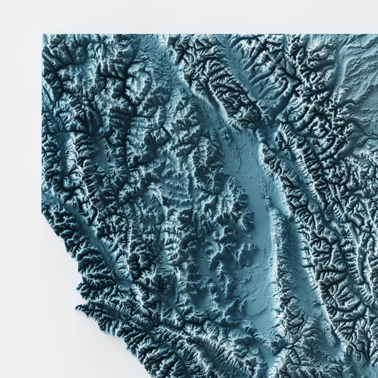 A minimalist relief map of the US State of Montana in frame made out of pine wood. Topographic map poster for travel and geography fans.