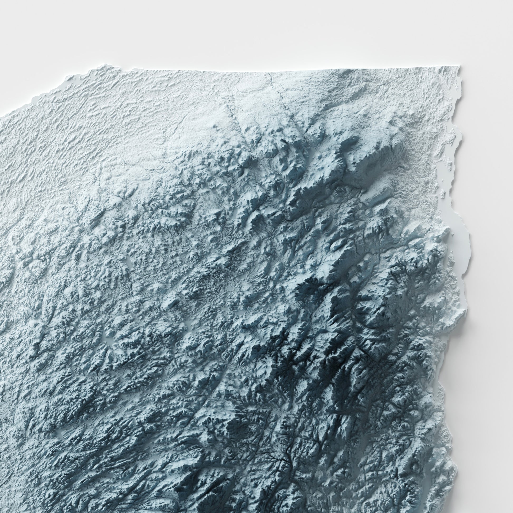 A minimalist relief map of the US State of New York in frame made out of pine wood. Topographic map poster for travel and geography fans.