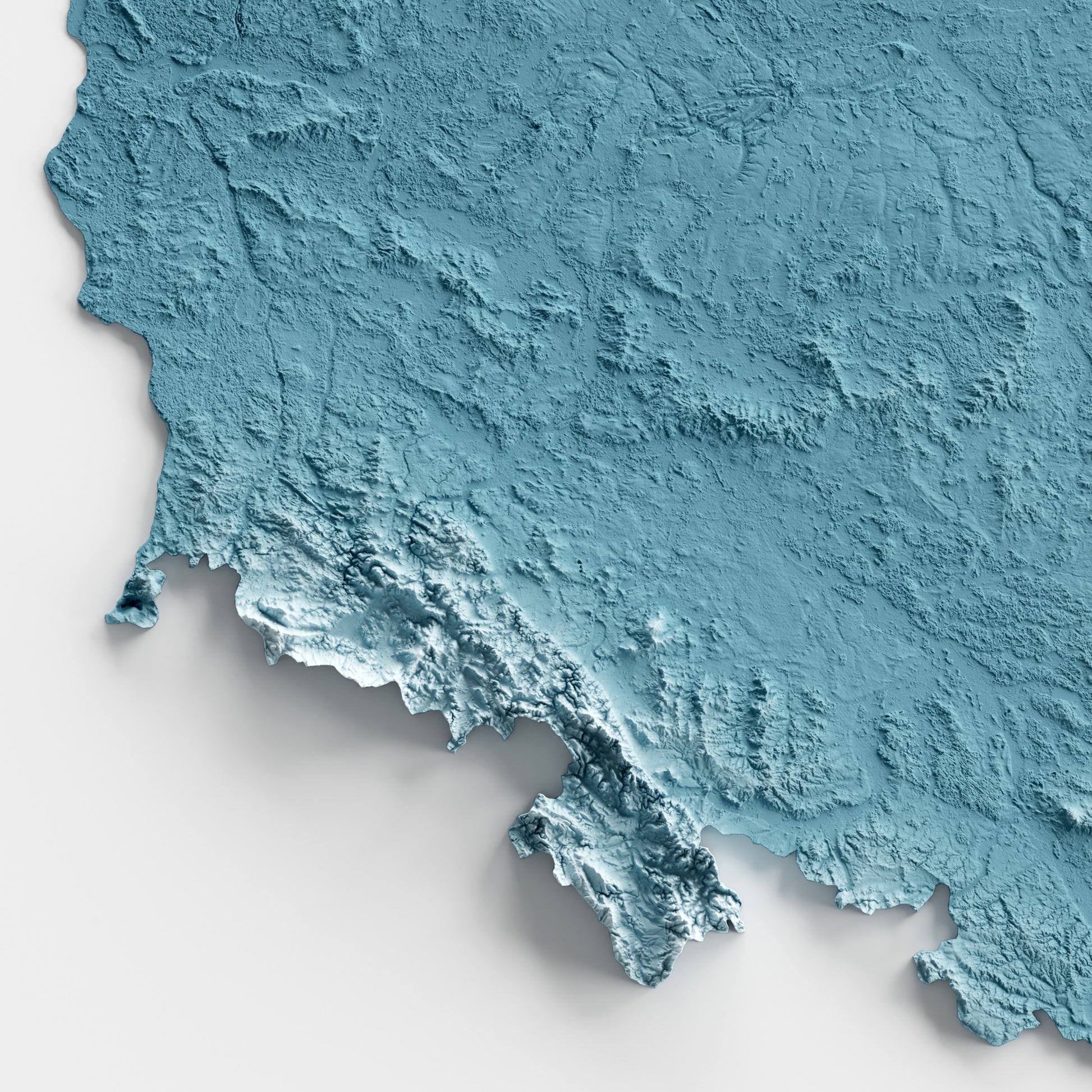 A minimalist relief map of Poland in a frame made out of pine wood. Topographic map poster for travel and geography fans.