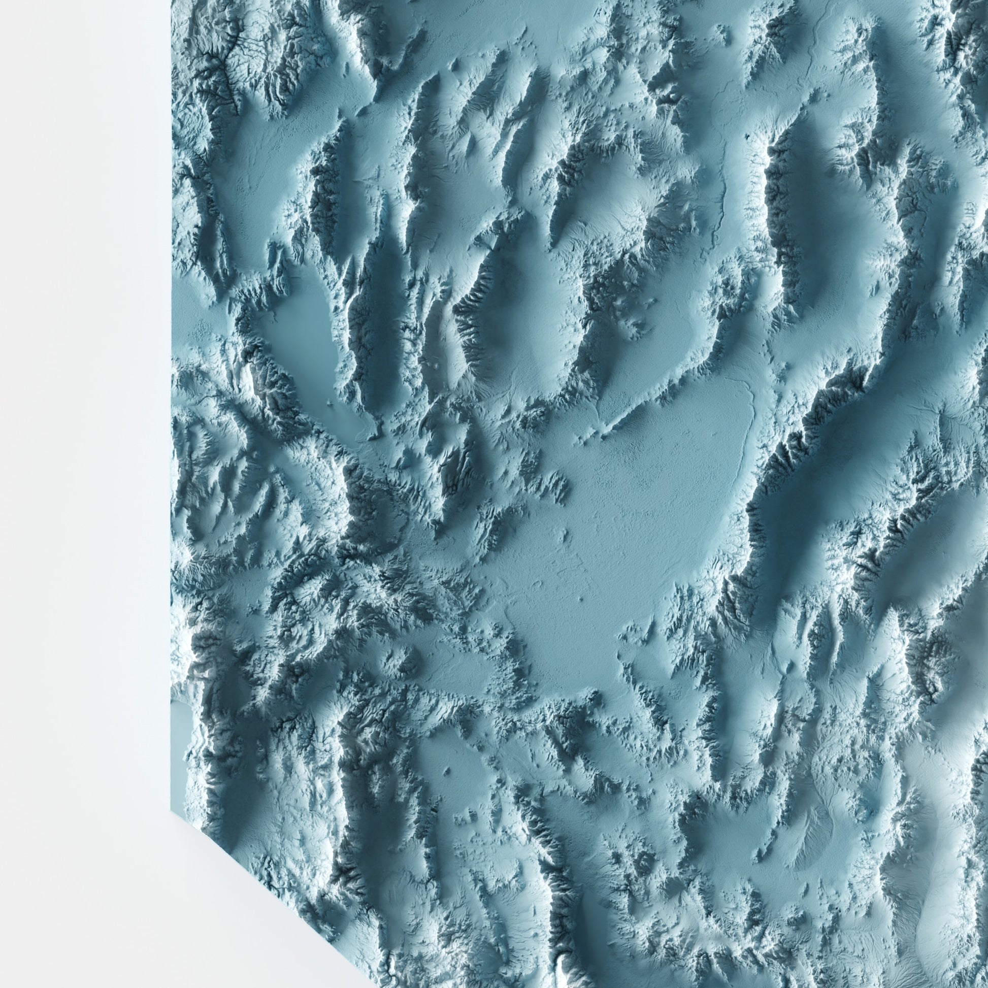 A minimalist relief map of the US State of Nevada in frame made out of pine wood. Topographic map poster for travel and geography fans.