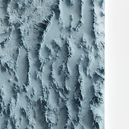 A minimalist relief map of the US State of Nevada in frame made out of pine wood. Topographic map poster for travel and geography fans.