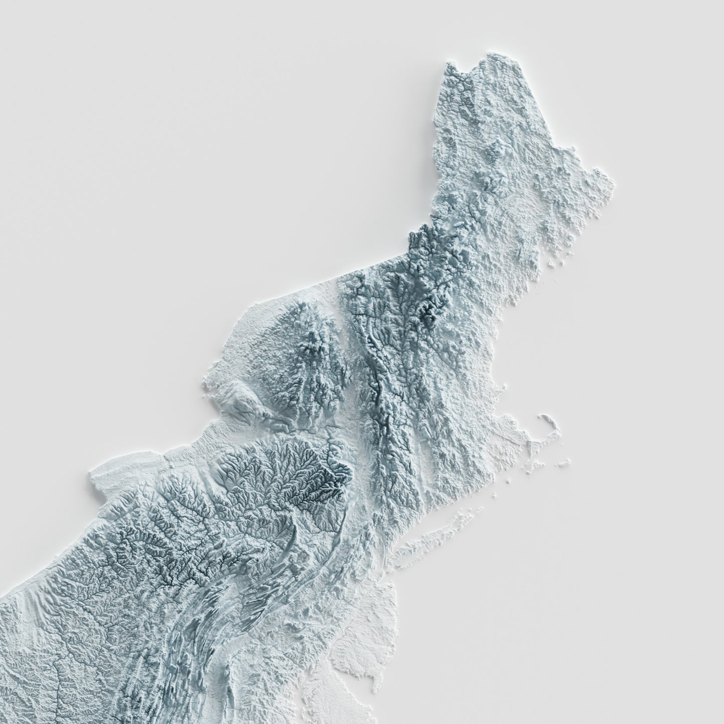A minimalist relief map of the United States of America in frame made out of pine wood. Topographic map poster for geography fans.