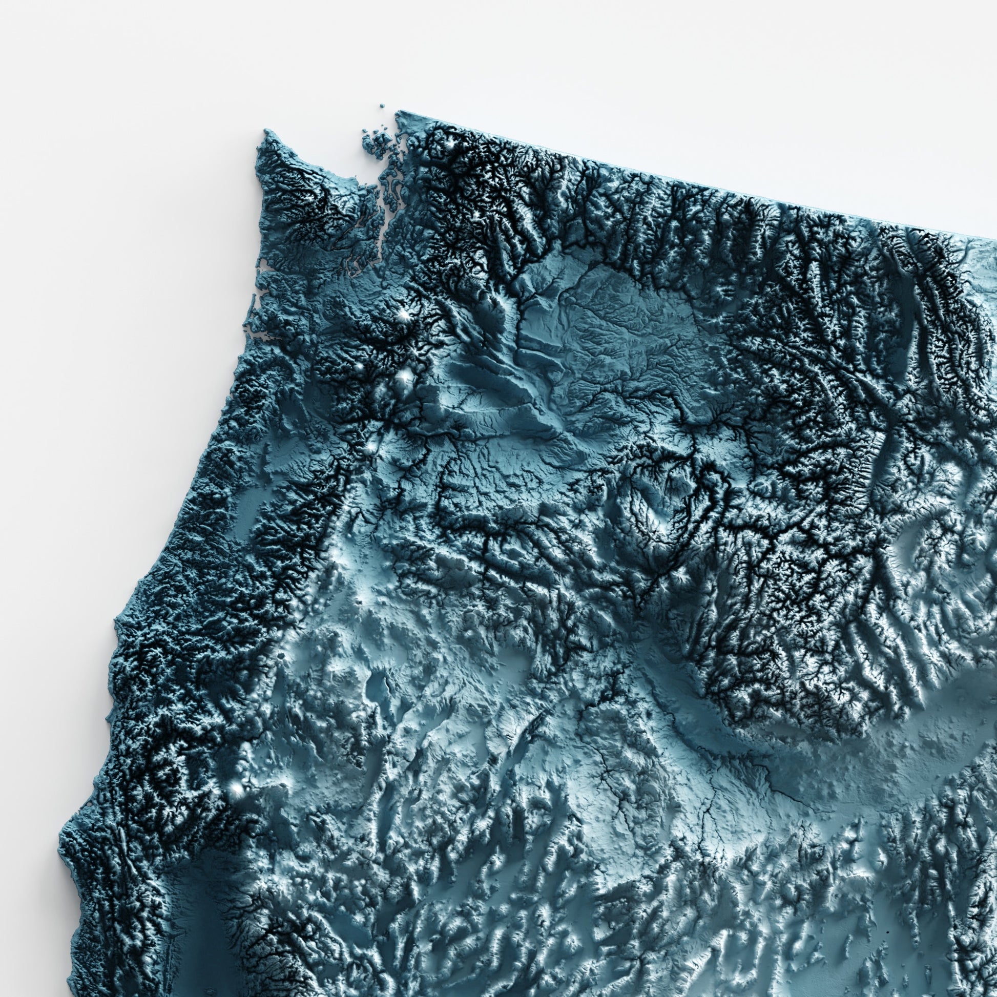 A minimalist relief map of the United States of America in frame made out of pine wood. Topographic map poster for geography fans.