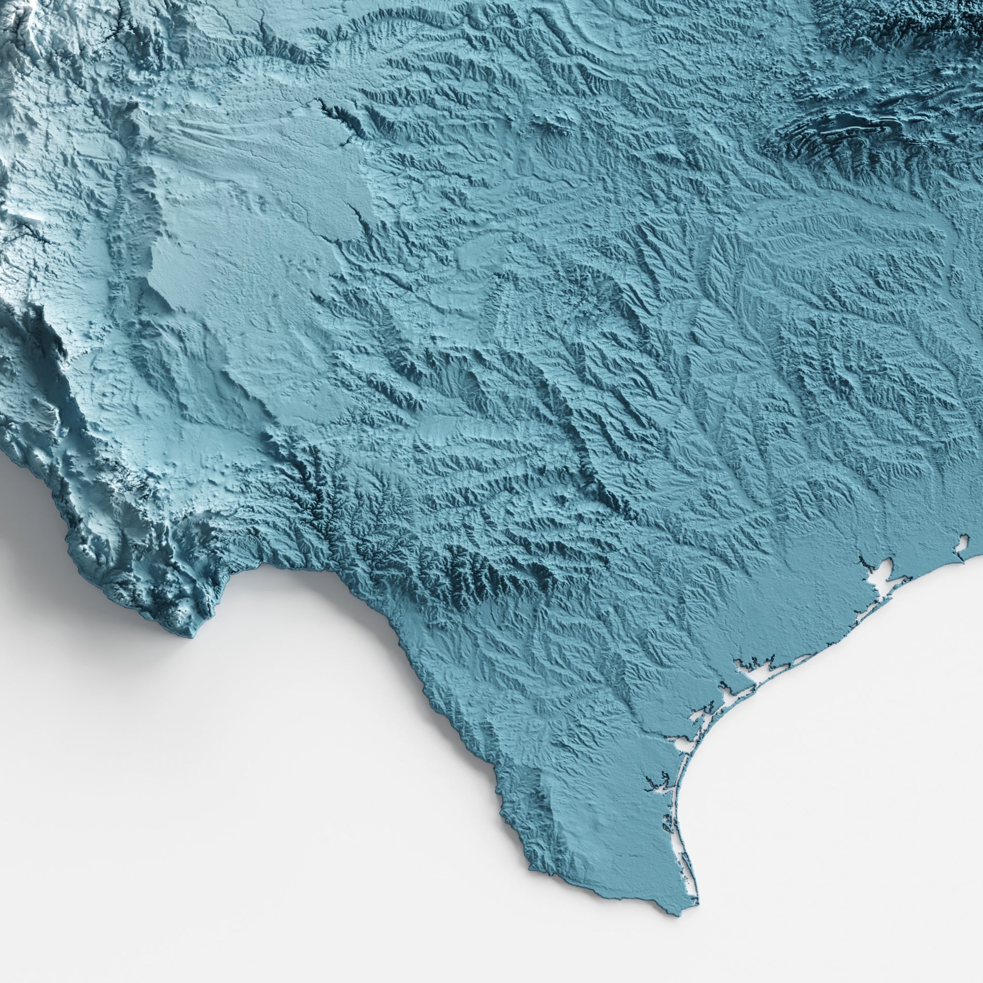 A minimalist relief map of the United States of America in frame made out of pine wood. Topographic map poster for geography fans.