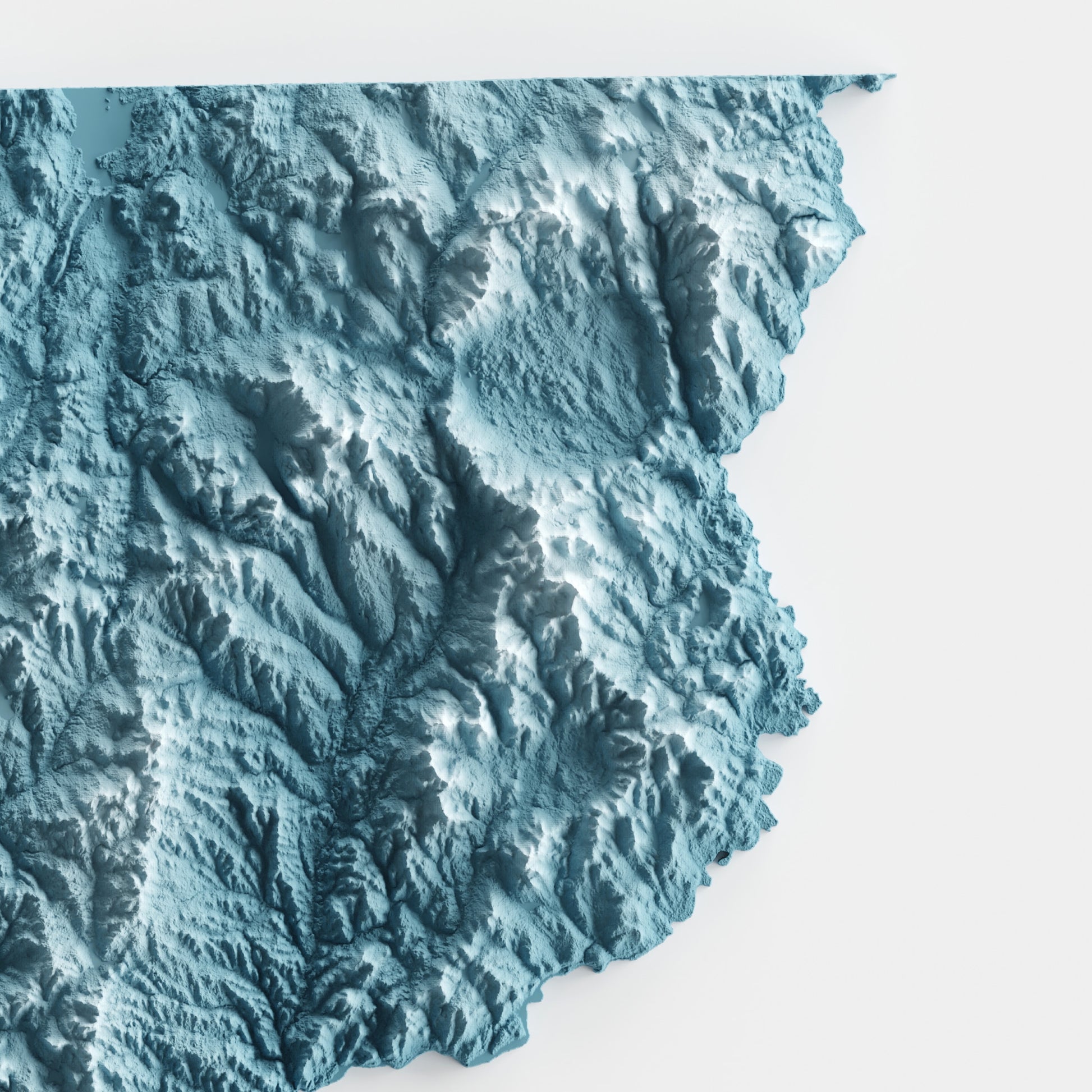 A minimalist relief map of the US State of Vermont in frame made out of pine wood. Topographic map poster for travel and geography fans.