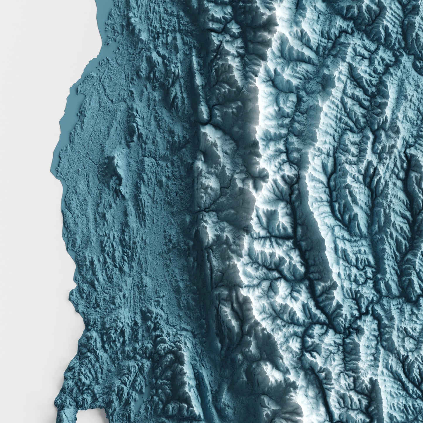 A minimalist relief map of the US State of Vermont in frame made out of pine wood. Topographic map poster for travel and geography fans.