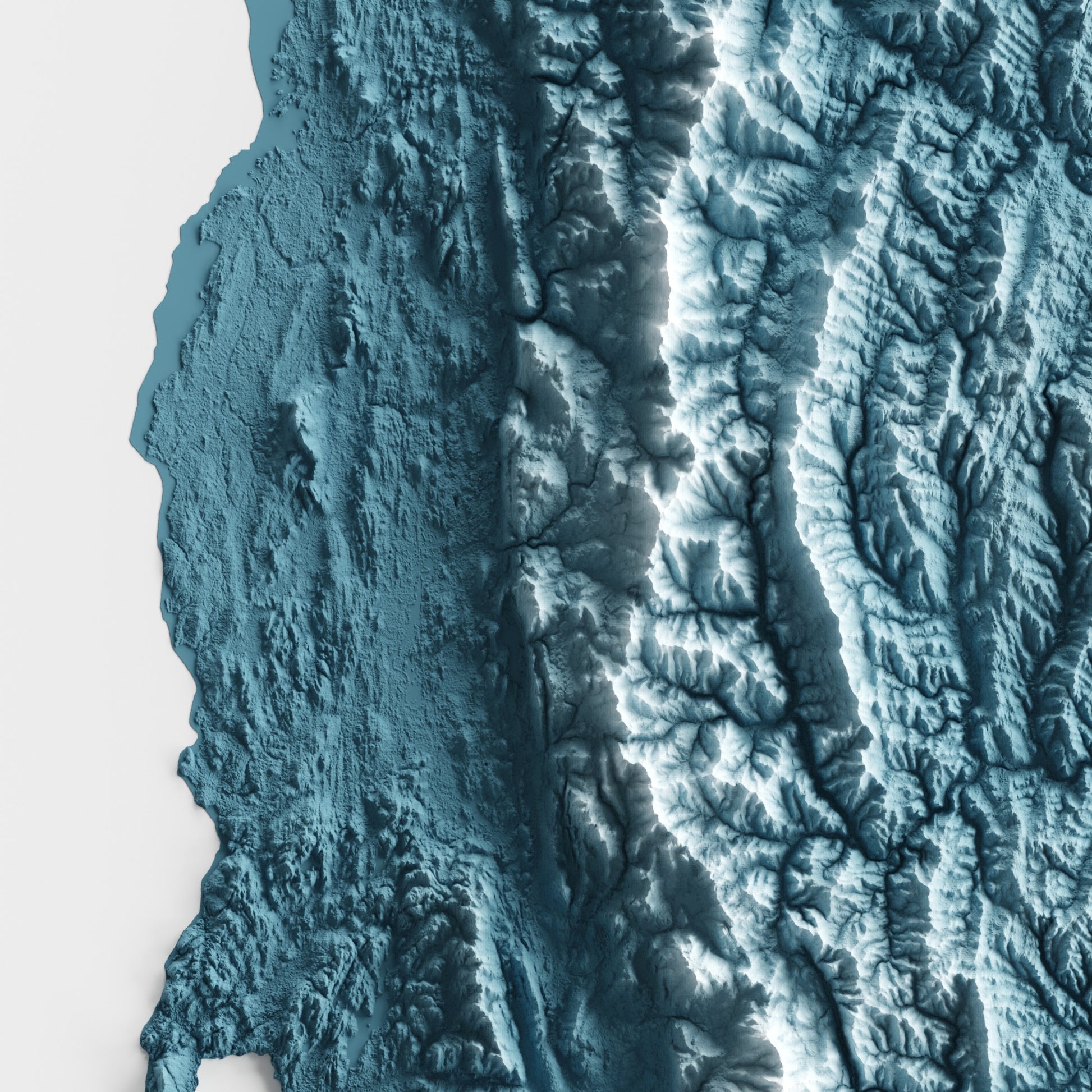 A minimalist relief map of the US State of Vermont in frame made out of pine wood. Topographic map poster for travel and geography fans.