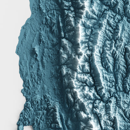A minimalist relief map of the US State of Vermont in frame made out of pine wood. Topographic map poster for travel and geography fans.