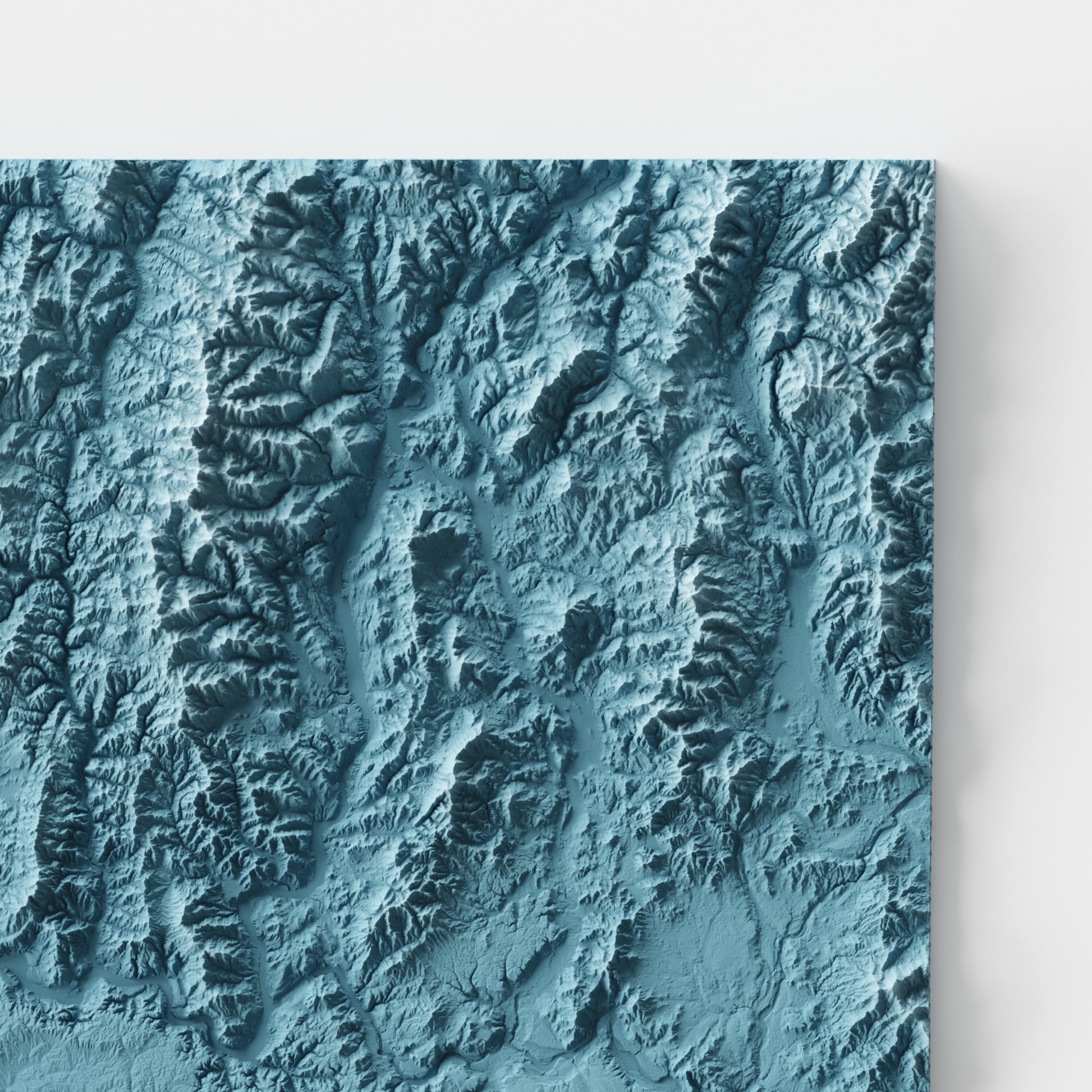 A minimalist relief map of the US State of Washington in frame made out of pine wood. Topographic map poster for travel and geography fans.