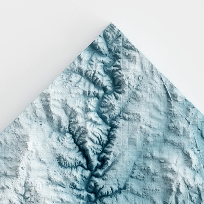 A minimalist relief map of the United States' capital Washington DC in a frame made out of pine wood. Topographic map poster for travel and geography fans.